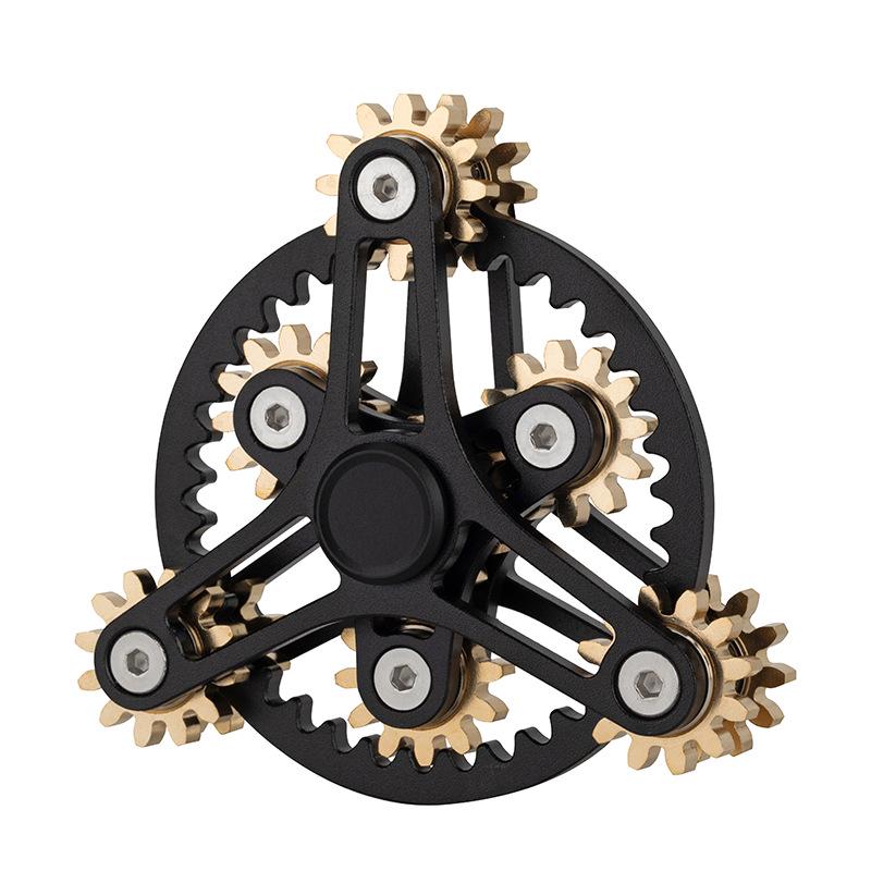 Nine-Tooth Pure Copper Metal Alloy Gear-Linked Fidget Spinner Ferris Wheel with 34-Gear Rubik's Cube Design