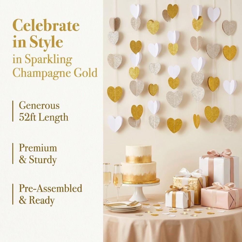 Paper Heart Streamer Banner Decorative Paper Garland Paper Heart Decorations Wedding Decorations