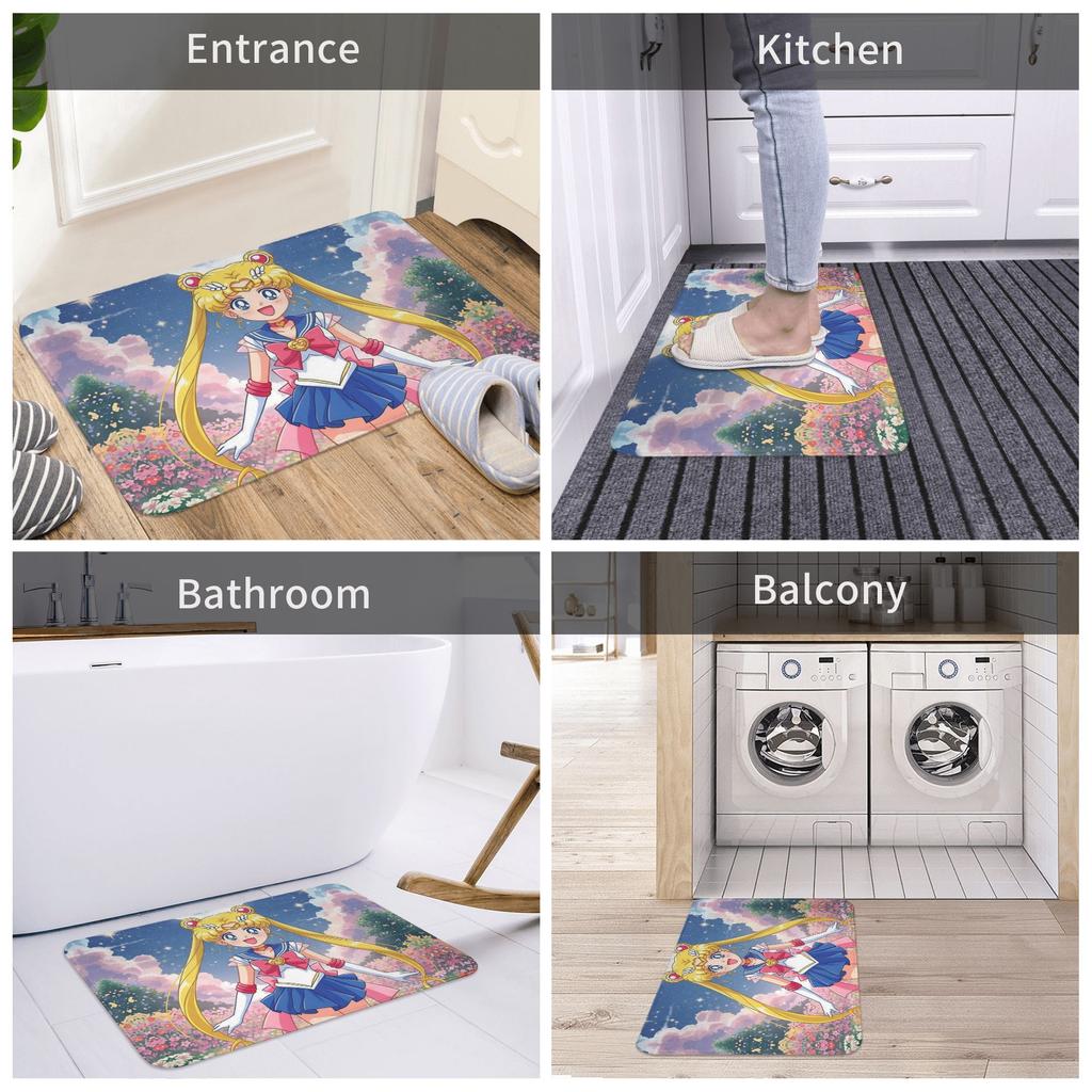 Cartoon Anime Girl Sailors Moons Doormat Mat Anti-Slip Kitchen Bathroom Garden Rug Carpet 40*60cm