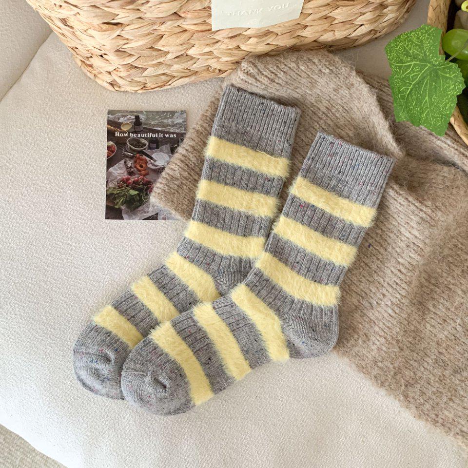 Women's Winter Wool Blend Chunky Knit Socks - Color Block, Speckled, Striped, College Style, Long & Warm.