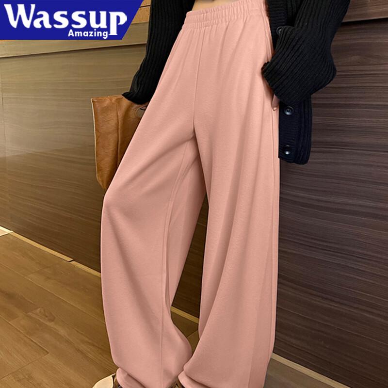 WASSUP AMAZING Women's Fleece-Lined Wide-Leg Casual Pants