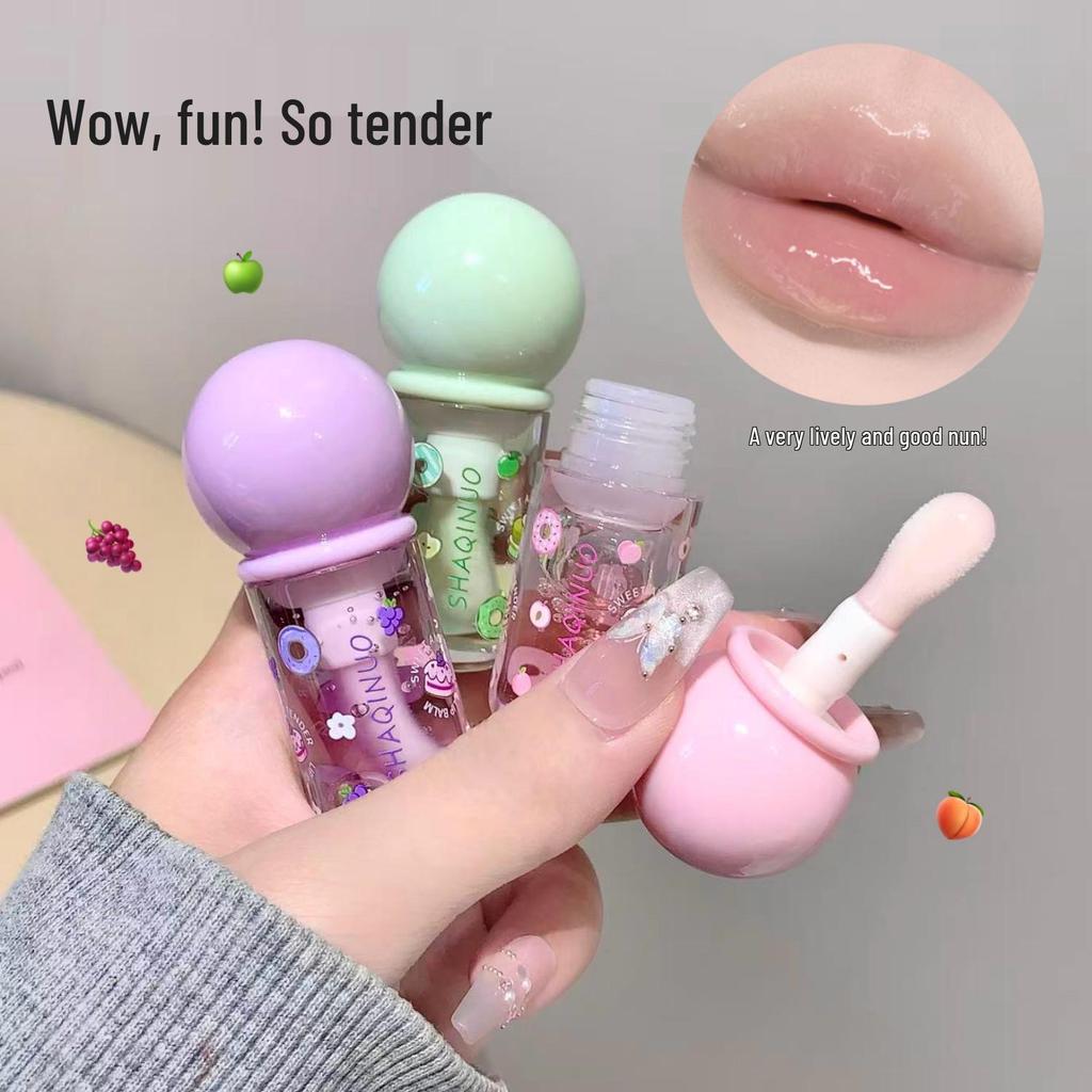 SHAQINUO Süßes Zartes Feuchtigkeitsspendendes Lippenöl - Feuchtigkeitsspendend, Nährend, Natürlicher Look, Aufpolsternder Fruchtiger Lippen-Glanz.