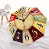 1pc Cafe de la Tour Vintage Wall Clock with 8 Metal Spokes, Plastic Handle, Auto Open/Closed Umbrella - Fashion Pattern, Portable Foldable S