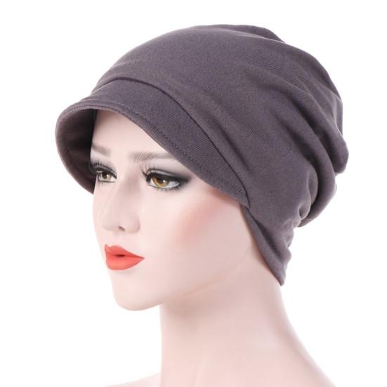 Moda damska Bawełna Pure Color Ciepła jesienna czapka Doug Chinstrap wzdłuż turbanu