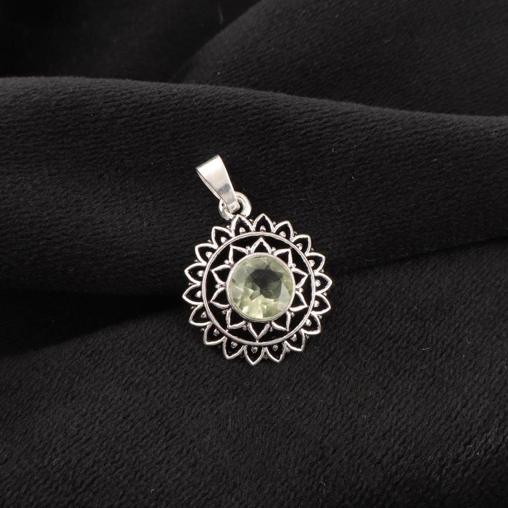 Green Amethyst Gemstone Jewelry, 925 Solid Sterling Silver Pendant, Adorable Amethyst Handmade Pendant Gift For Sister