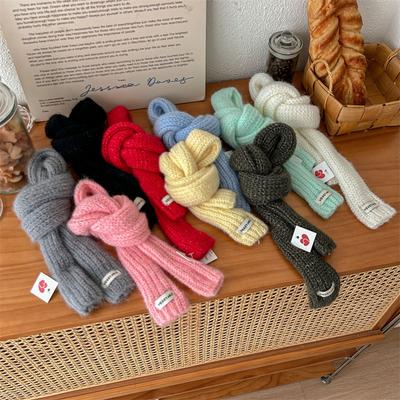 New Niche Design Striped Color Blocked Thin And Narrow Long Wool Scarf For Women Fashionable And Versatile Knitted Yarn Scarf