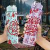 1PC Vintage Merry Christmas Text Print 750ml Color Plastic Sports Water Bottle Leakproof Flip Straw Lid Suitable for Sports Office Home Use