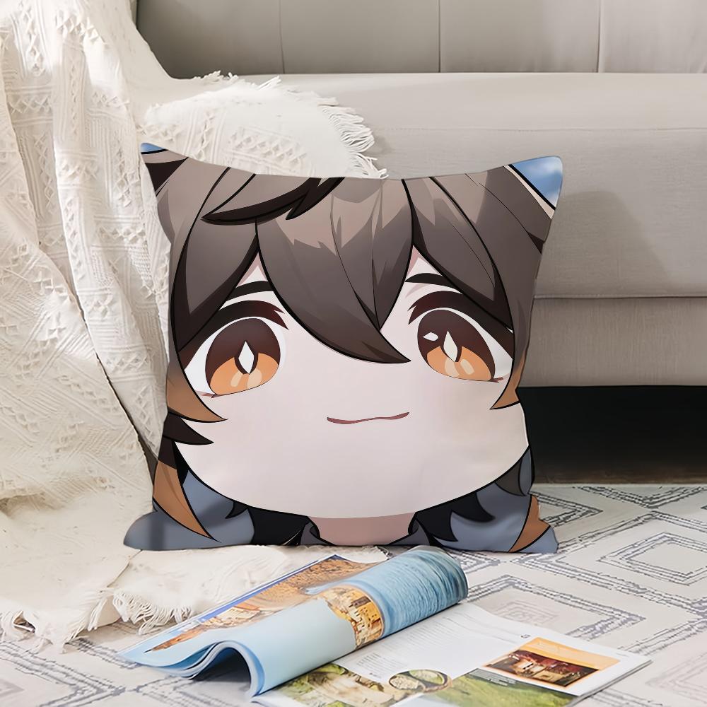 Cartoon cute  Genshin  Pillow Case Office Cushions Suitable For Sofa Car Bedroom Decorative Cushion Cover