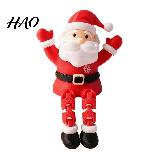 Durable PLA Plastic Gift 3D Printed Articulated Santa Claus Figurine, Movable Joints Ornament Festive Windowsill Display for Christmas, Creative
