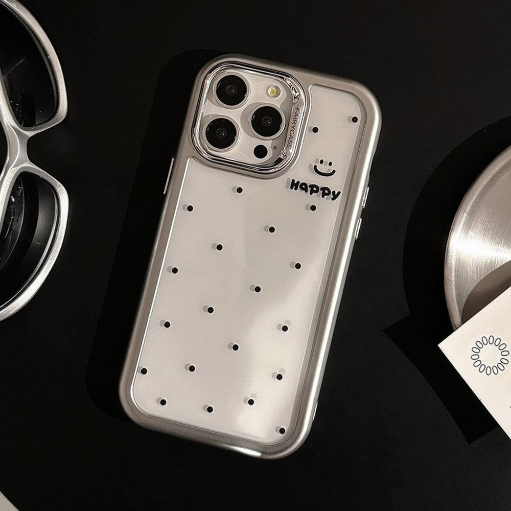 Simple Polka Dot Smiley Face IPhone 15pro Max IPhone Case 14 Acrylic 16 Suitable for 13 Hard