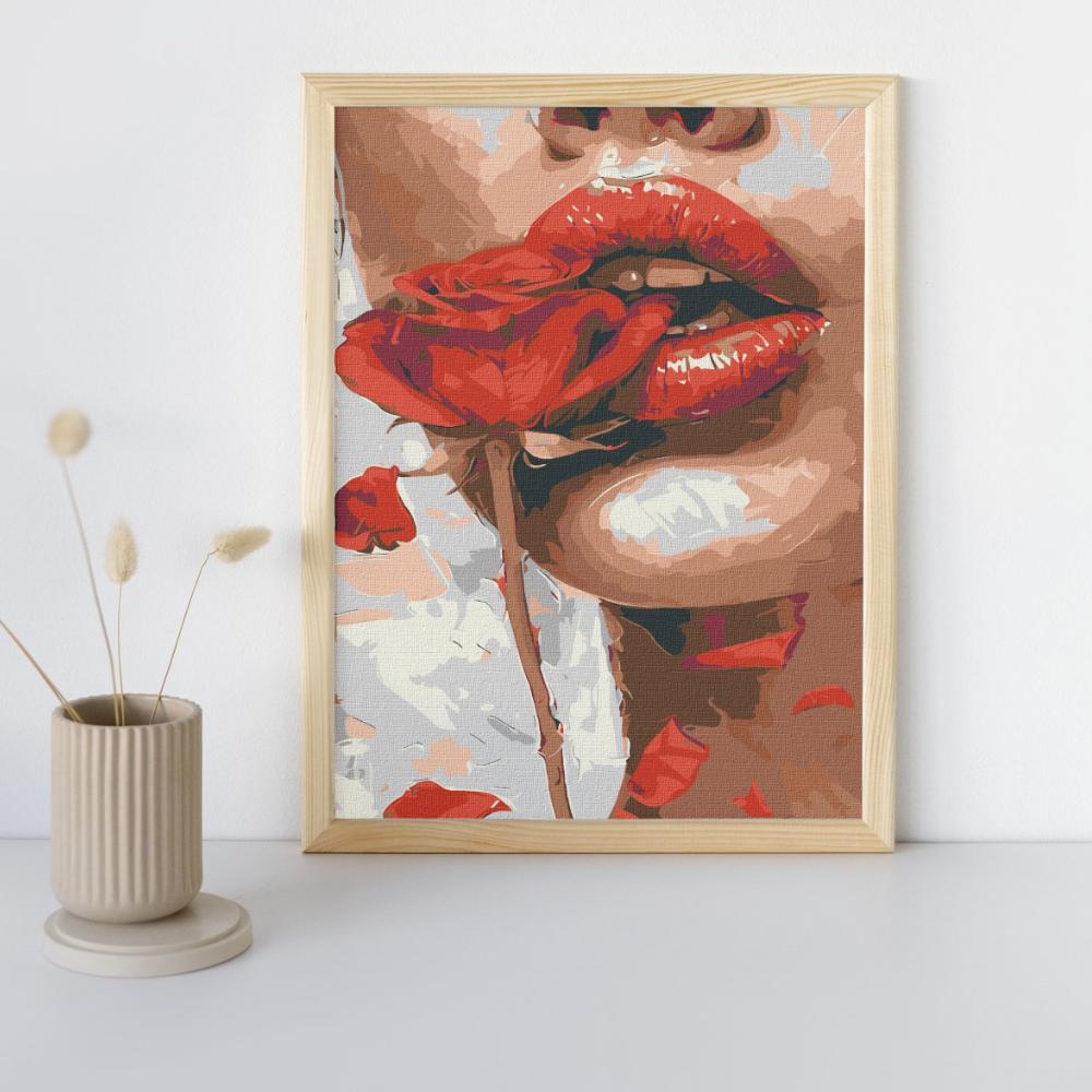 Malowanie Po Numerach Z Ramą Obrazy Do Malowania - Kobieta Z Różą 40X50 Cm