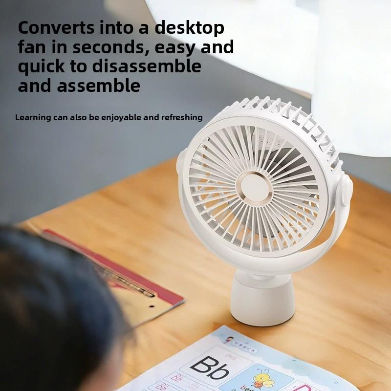 Ventilador portátil de mano para cochecito de bebé, recargable, silencioso y flexible