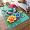 Colorful Butterfly and Roses Design Non-slip Rug Suitable for Living Room and Bedroom Sofas