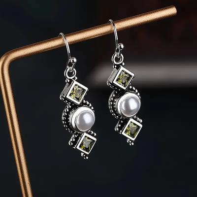 Earrings Ear Hooks and Earrings Geometric Shape Inlaid with Artificial Pearls Irregular Bohemian Style Retro Synthetic Gemstones Accessories