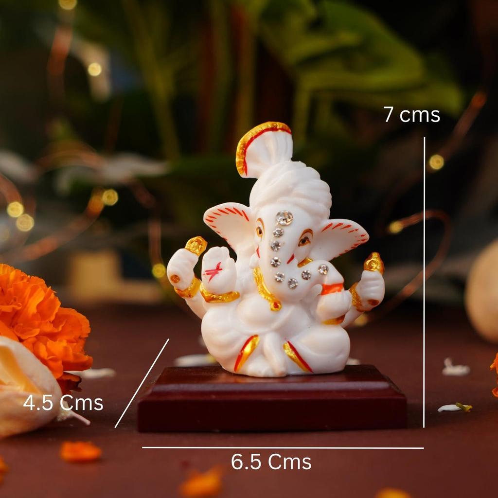 Pagri Ganesh Ji Murti Decorative Showpiece for Home Decor| Ganesh Idol for Car Dashboard Home Temple Office Desk Pooja Room
