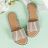 Fashion 2025 Summer Crystal Slippers Women's Sequin Cloth Fashion Flat Sandals Round Toe Shiny Luxurious Comfortable Sandals for Women