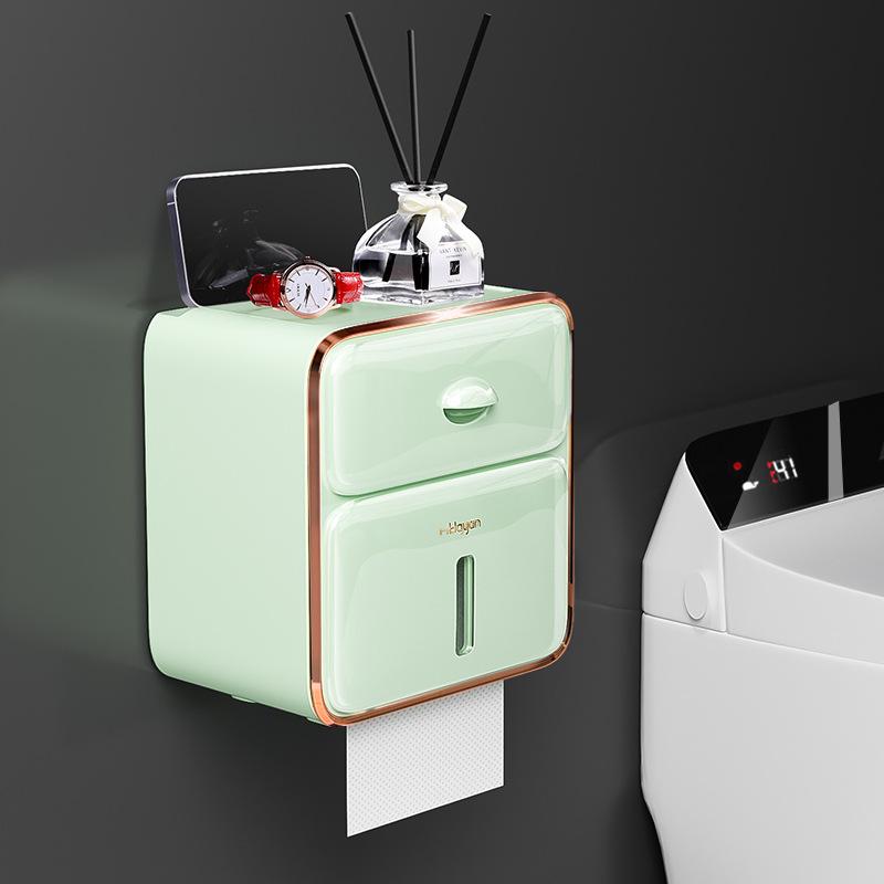 Waterproof Wall-Mounted Toilet Paper Holder and Storage Rack