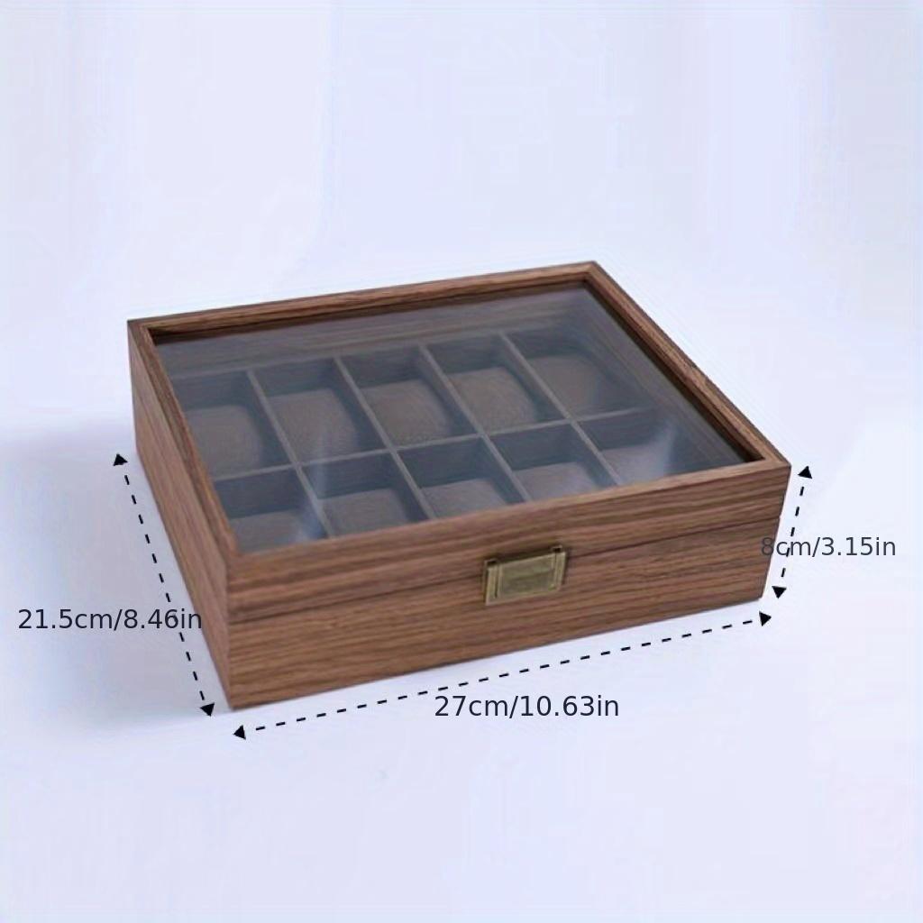 1pc Walnut Wooden Watch Box, European Wrist Watch Storage Box, Dustproof Watch Organizer Display Case, With Transparent Lid