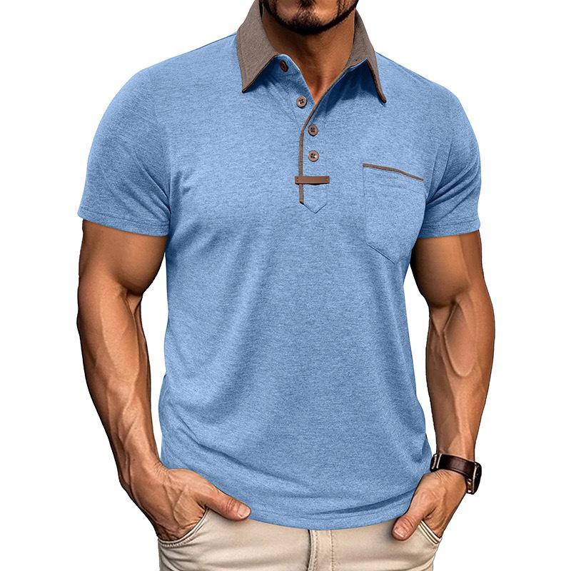 Męskie Codzienne Koszule z Długim Rękawem Kołnierzykowe Zapinane Bawełniane T-shirty Klasyczne Stylowe Koszule Golfowe z Kieszenią