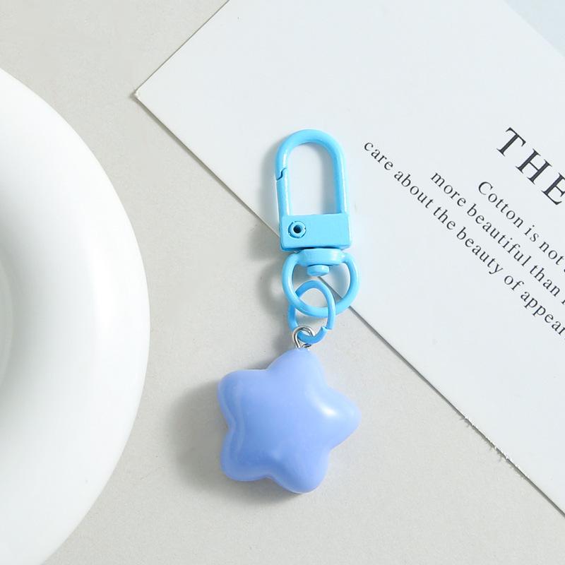 Colorful pentagram star pendant cartoon bag metal keychain jewelry pendant