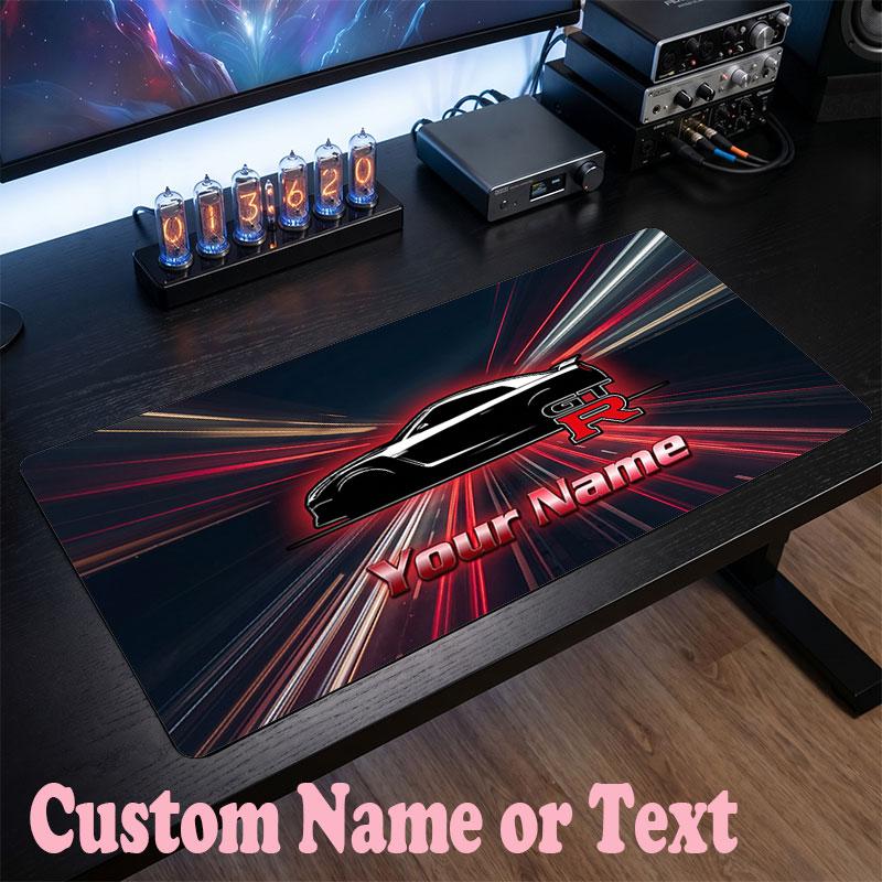 Nissan GT-R Customized Name Text Mouse Pad, Large Desk Mouse Mat Personalized Home Office Present