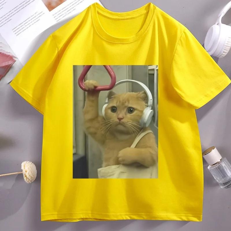 

Funny Subway Cat TShirt Stupid Brainrot Cat Lover Funny Kitty Tee Cool Short Sleeve Streetwear Women Summer Clothes 4XL