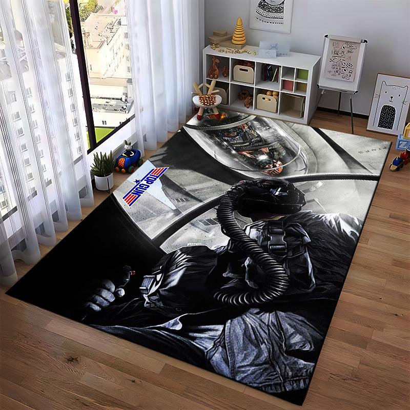 Aviation Pilot Theme Carpet with Fighter Jet, Top Gun Design Suitable for use as an anti-slip for living room bedroom sofas