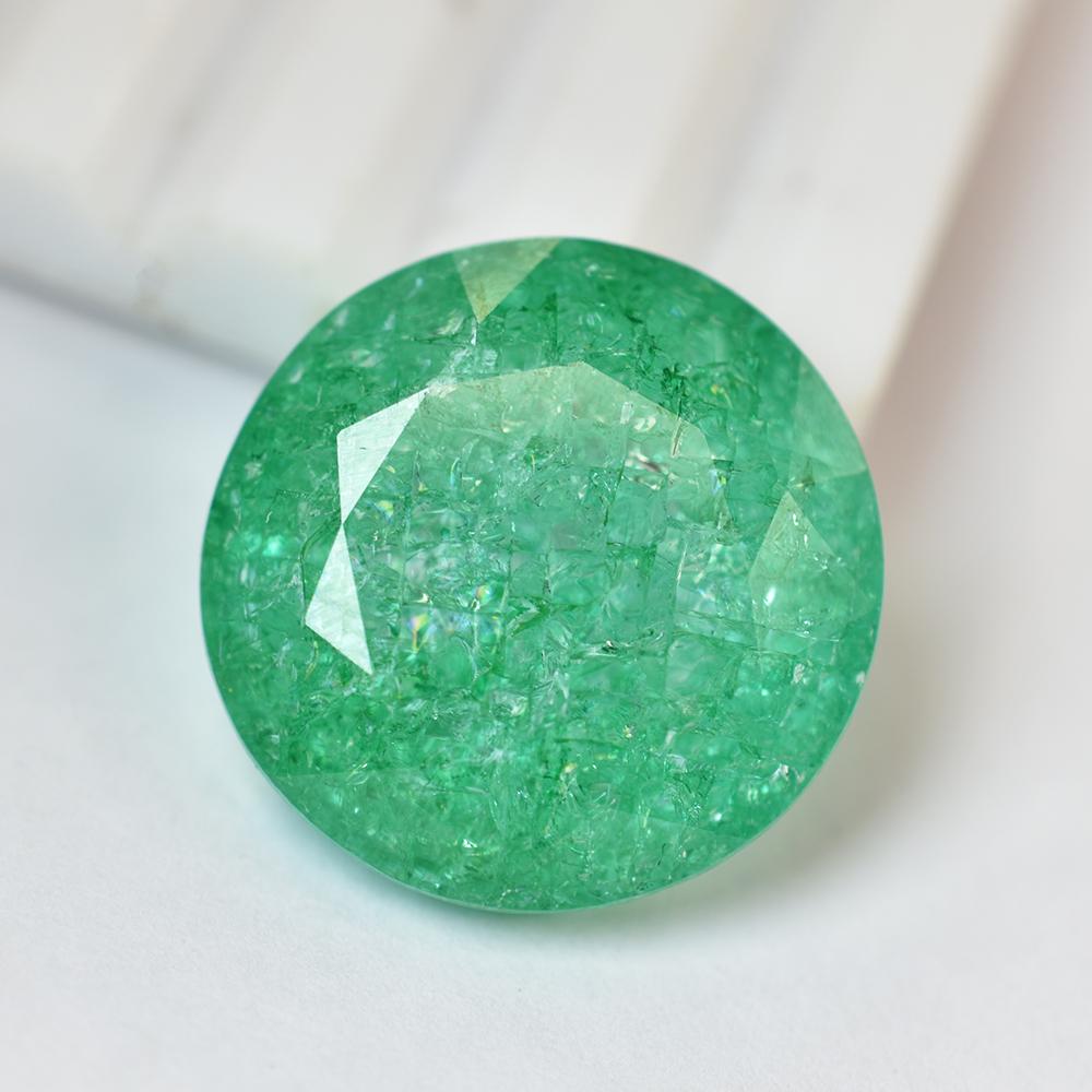 Certified Natural GREEN Emerald 40.85 Ct Brilliant Round Cut Loose Gemstone