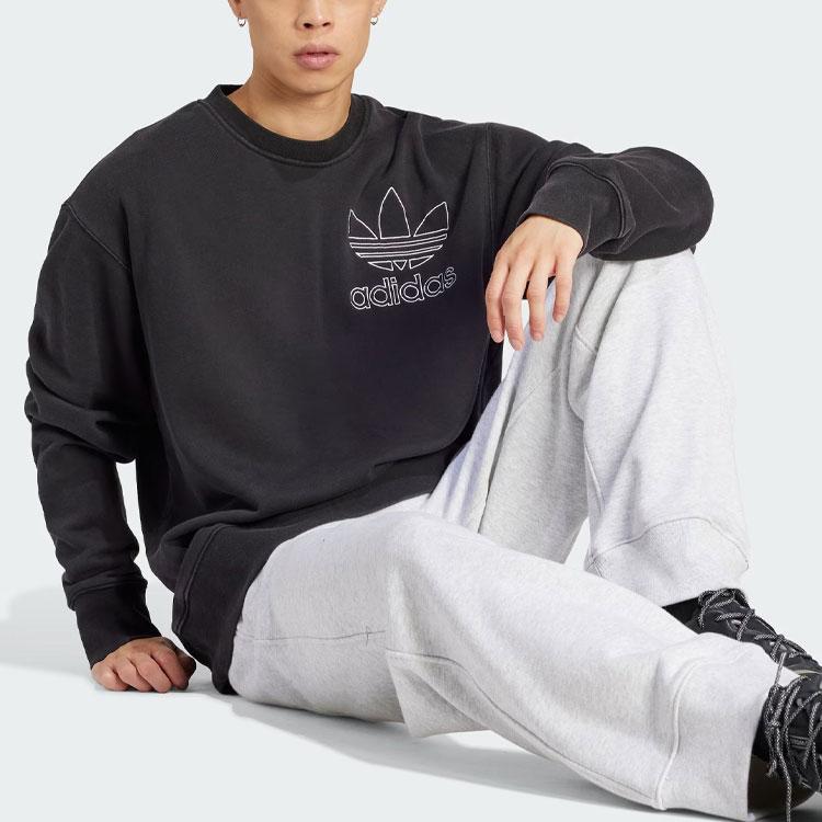 Adidas Originals Adicolor Outline Logo Print Sweatshirt Men Tops Black IU2350