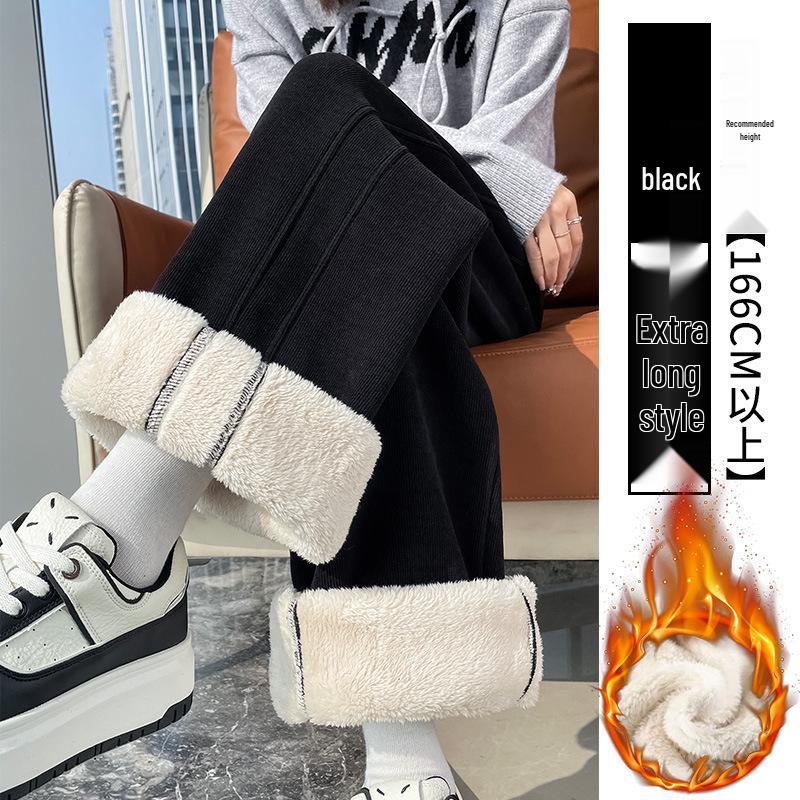2025 Versatile Lambswool Warm Commuting Pants: Autumn/Winter Plus Velvet Casual Slit Style