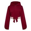 Premium Lux Cropped Hoodie Burgundy Red Women KX4643