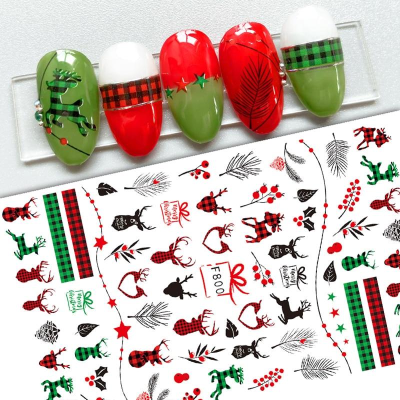 1 Sheet 3D Christmas Nail Sticker Foil for Nails Art Decoration Elk Snowflakes Nail Decals Manicure Supplies