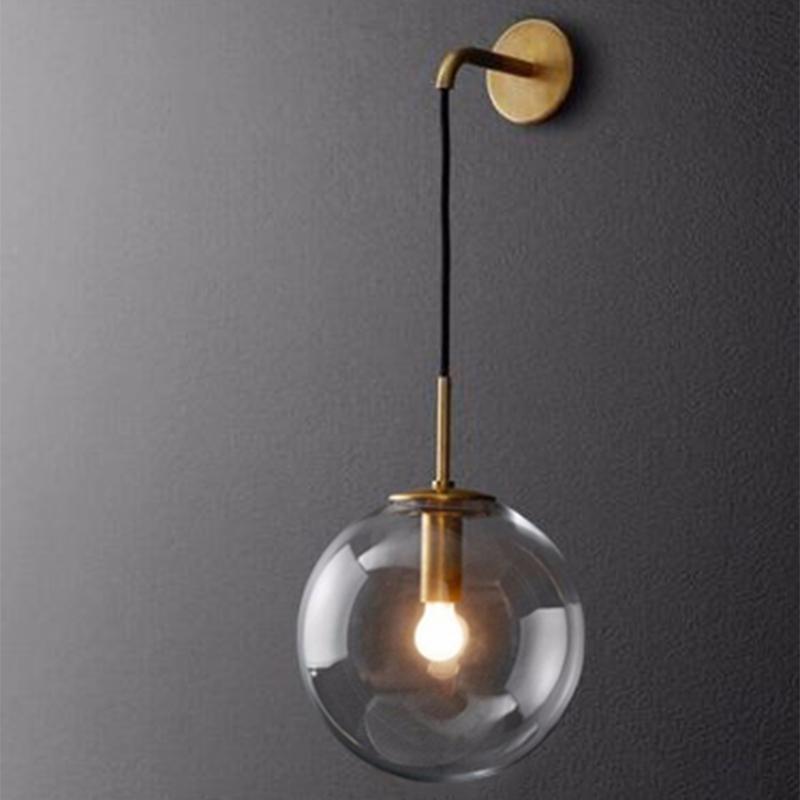 Moderne, leichte, luxuriöse Glaskugel-Wandleuchte E27/E26, verstellbar, für Schlafzimmer, Nachttisch, Arbeitszimmer, Hotelzimmer, Loft-Korridor
