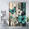 1/4Pcs Bathroom Shower Curtain Set Teal Butterfly  Print Bathroom Curtain With 12 Hooks Non Slip Rugs Toilet Cover Mat Bathroom Partition