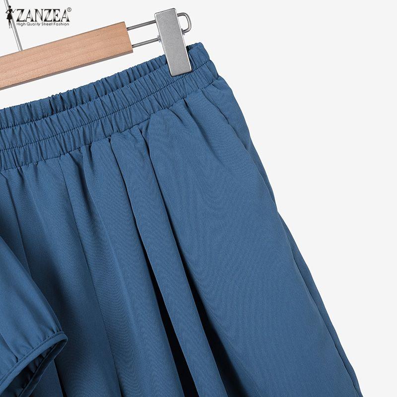 ZANZEA Damen Halbarm Bluse und Hose Sommer Zweiteiler Anzugsets