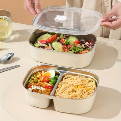 304 Stainless Steel Lunch Box, Student Lunch Box Can Be Stored In Microwave Oven, Sealed Square Fresh-keeping Box