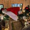 Plush Fabric Red Santa Hat Soft Plush Trim Long Fur Hat Durable Christmas Hat  Christmas