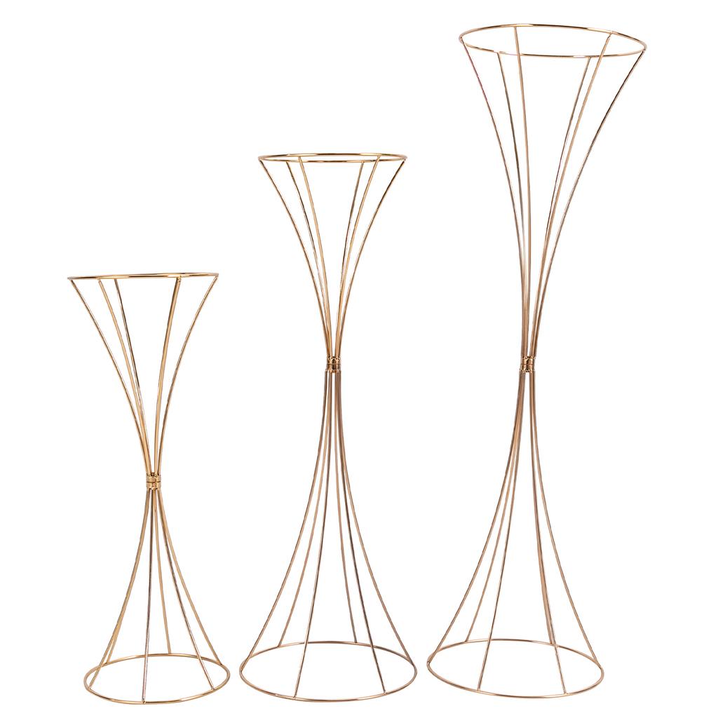 Guld Timglas Bröllop Blomsterställ Set Järn Dekorativ Displayhållare för Fest Födelsedag Bankett Fotobås Dekor