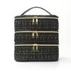 Borsa da Trucco a Tre Strati Transfrontaliera: Borsa da Viaggio Ampia, Alta e Portatile per Cosmetici di Alto Valore
