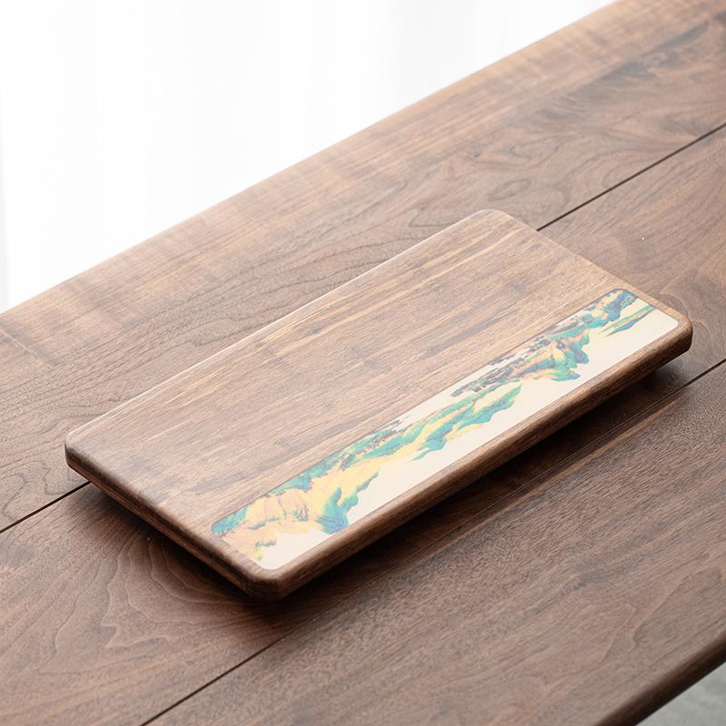 New Chinese Style Household Drawer Water Storage Tea Tray Heavy Bamboo Tea Set Tray Simple Modern Solid Wood Large Tea Table Tea