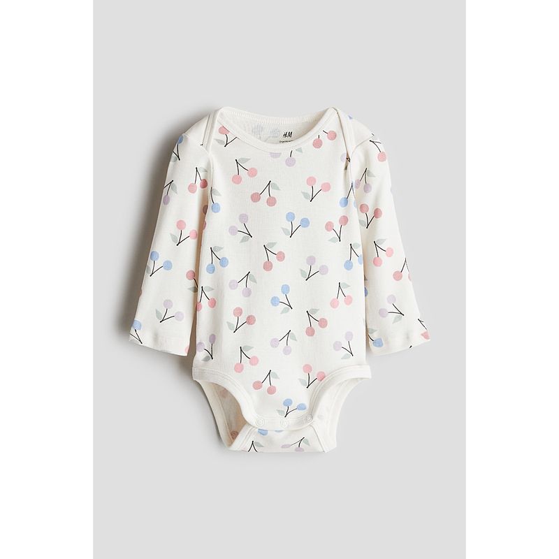 

HM Children s Clothing Baby Boy Baby Girl Jumpsuits Autumn Thin Baby with Print Envelope Collar Romper 1259195 Cream/Cherry 90/52(1 ½-2Y)