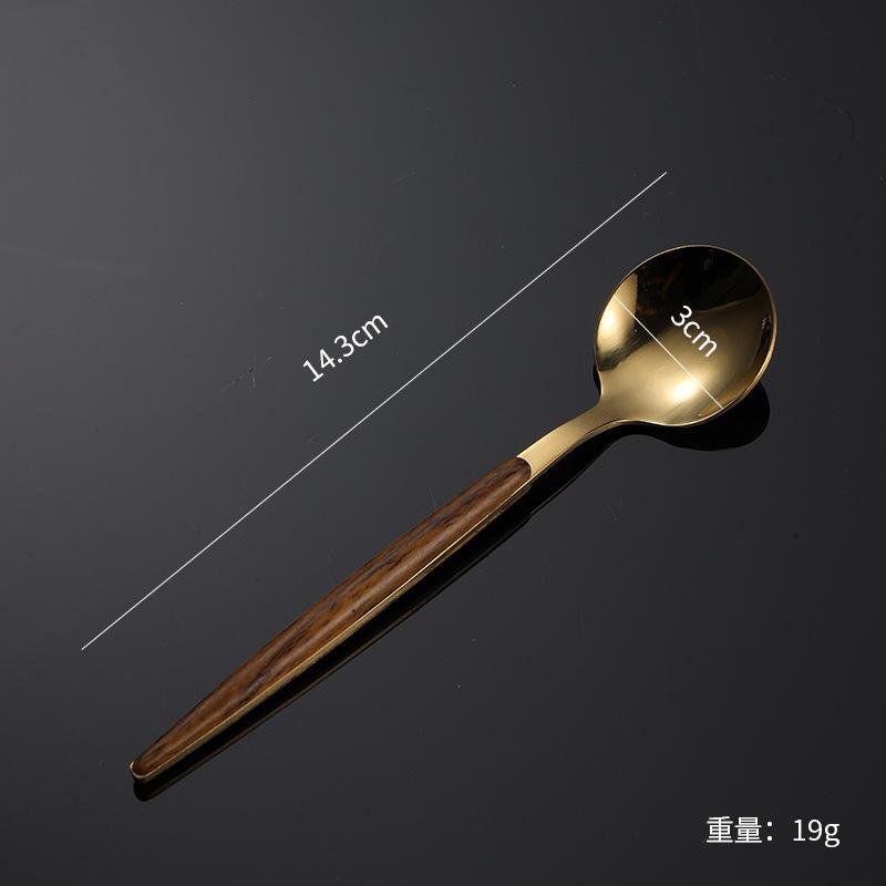 430 stainless steel handle Portuguese tableware knife fork spoon set Steak knife Japanese wood grain housewarming gift