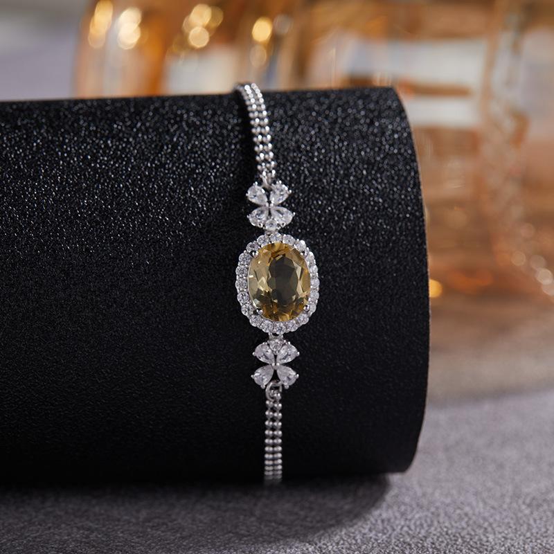 Premium Non-Fading S925 Sterling Silver Natural Topaz Citrine Colored Treasure Bracelet Bracelet Jewelry