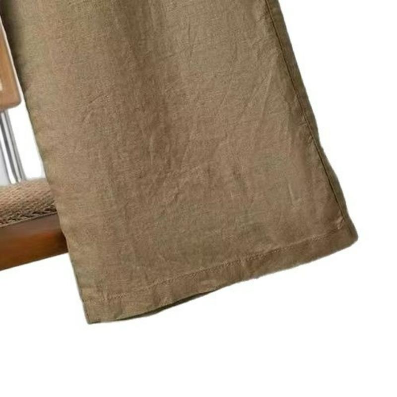Cotton and Linen Wide-leg Pants Women's Zen Clothes Autumn High Waist Drape Cotton and Linen Nine-point Pants Plus Size Casual Pants