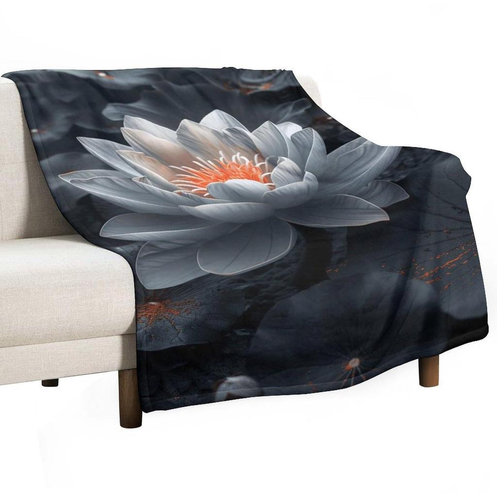 Colorful Moon Lotus Printed Flannel Blanket Gift Blanket Soft and Comfortable Suitable for Adults Home Picnic Travel
