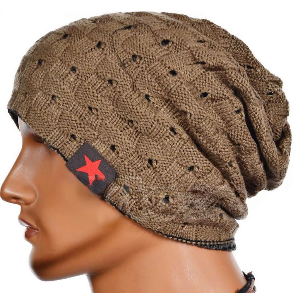 Winter Warm Men Star Skull Chunky Hat Women Knit Beanie Reversible Baggy Snow Cap Male Oversize Cap Warm Causal Accessories