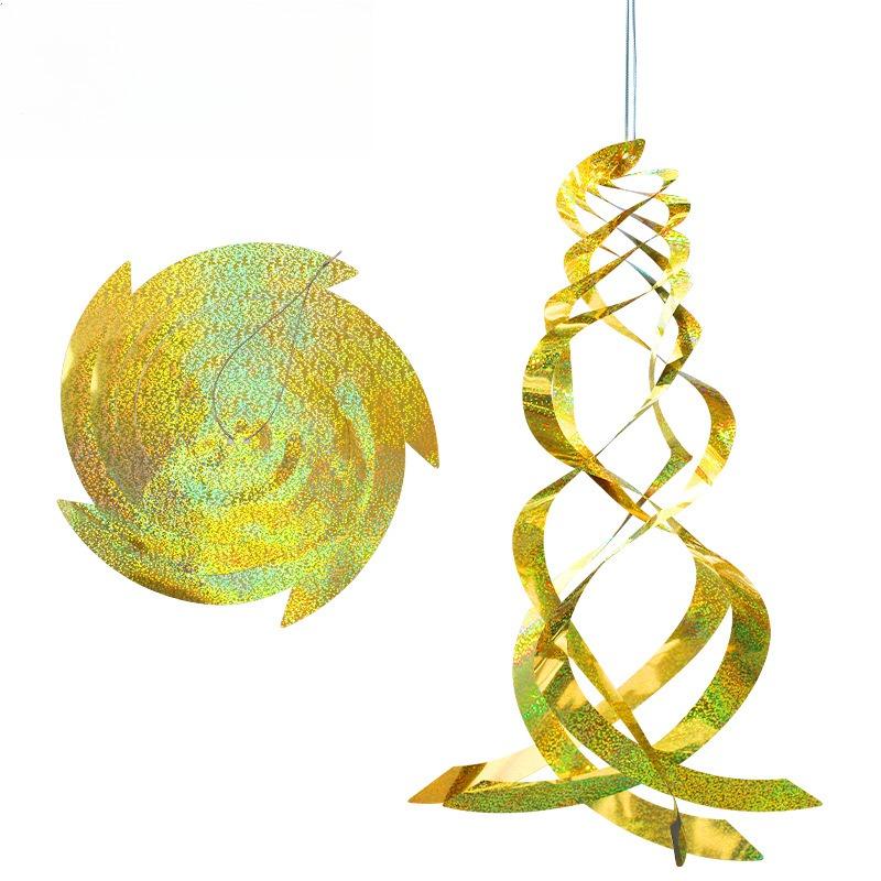 1PC Flash Drive Bird Spiral Reflector-Silver Polyester Film Hanging Garden Bird Repeller Scares Away Woodpecker Pigeons.