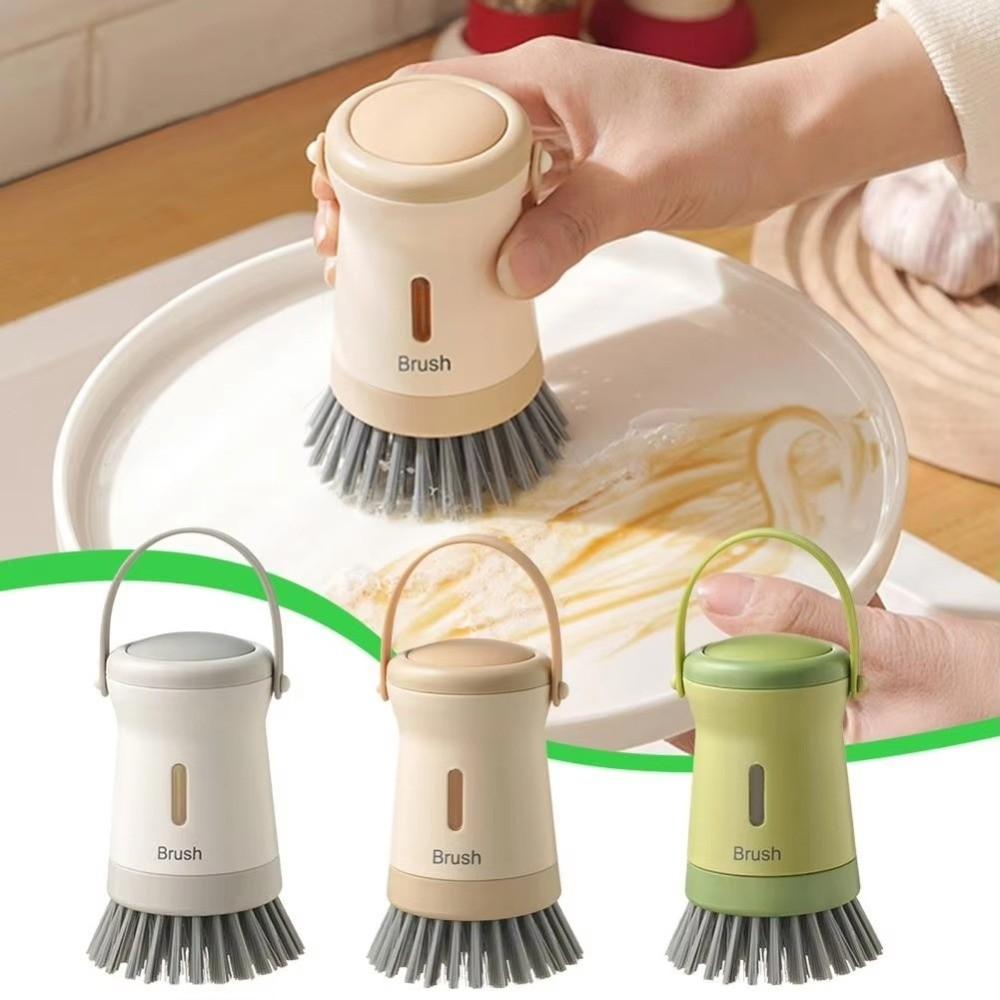 Ergonomic Press Dish Scrubber Non-Scratch Kitchen Scrub Brush Dish Brush  for Pots Cookware