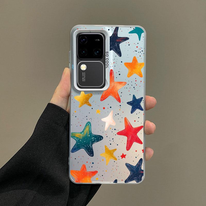 For Samsung Galaxy S24 S23 Ultra Plus FE S25 S22 Ultra Plus S21 FE Laser Phone Case Five-pointed Star Printed Shockproof Covers