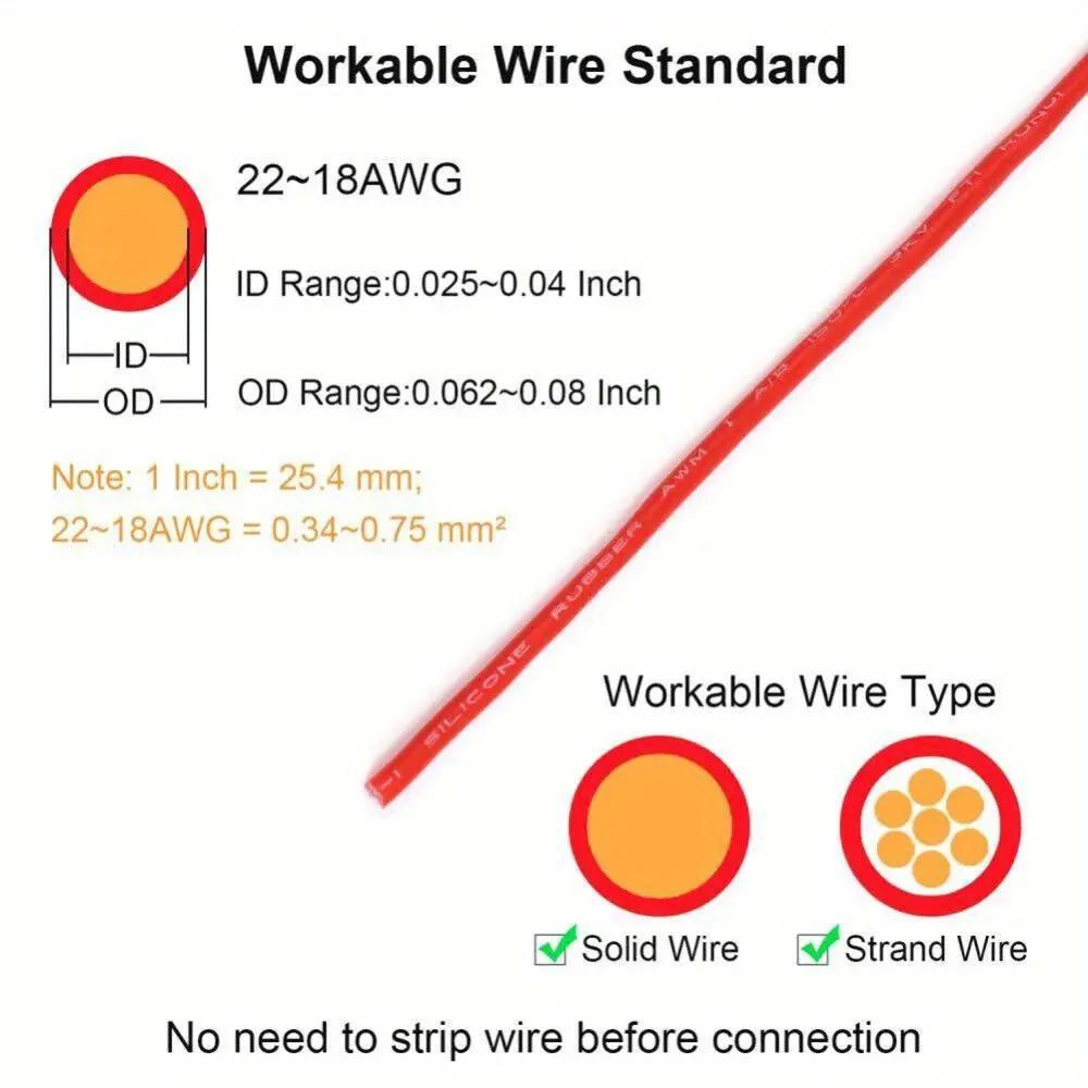 Low Voltage Wire Connector, Quick Terminal Connections Solderless Wire Splice Connector, T Tap Wire Connectors